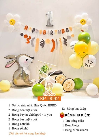 SET BÓNG TRANG TRÍ SINH NHẬT PHONG CÁCH HÀN QUỐC SP-D092