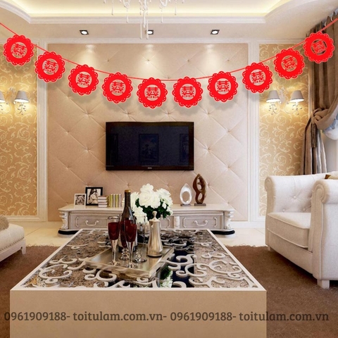 Dây treo đỏ chữ hỷ hoa