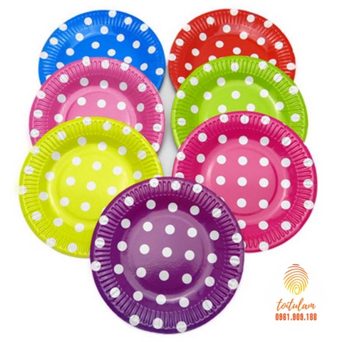 Combo 6 đĩa giấy chấm bi to