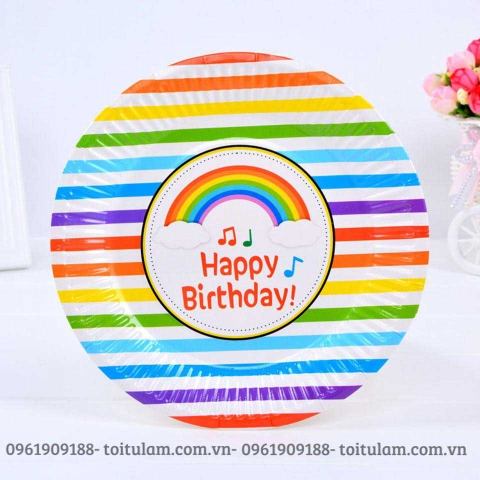Combo 6 đĩa giấy chủ đề CẦU VỒNG