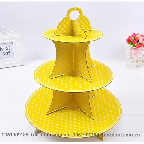 Giá để bánh sinh nhật chấm bi vàng