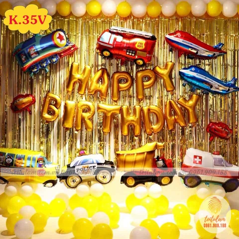 SET BÓNG SINH NHẬT - CHỦ ĐỀ Ô TÔ - MÁY BAY K.35V