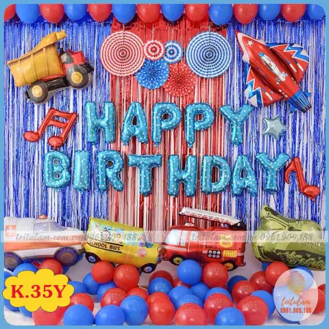 SET BÓNG SINH NHẬT - CHỦ ĐỀ Ô TÔ - MÁY BAY K.35Y