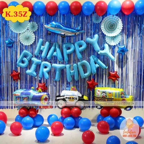 SET BÓNG SINH NHẬT - CHỦ ĐỀ Ô TÔ - MÁY BAY K.35Z