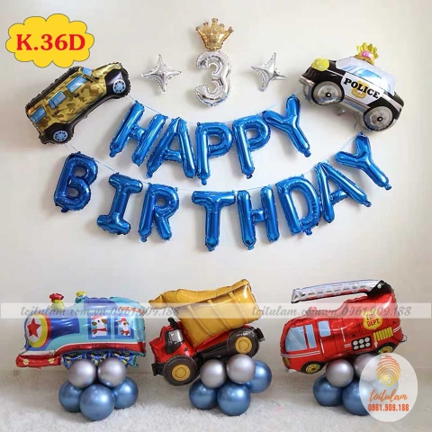 SET BÓNG SINH NHẬT - CHỦ ĐỀ Ô TÔ - MÁY BAY K.36D