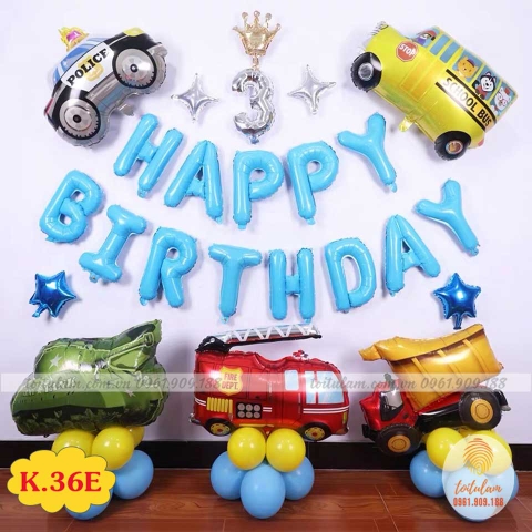 SET BÓNG SINH NHẬT - CHỦ ĐỀ Ô TÔ - MÁY BAY K.36E
