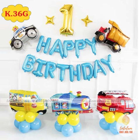 SET BÓNG SINH NHẬT - CHỦ ĐỀ Ô TÔ - MÁY BAY K.36G