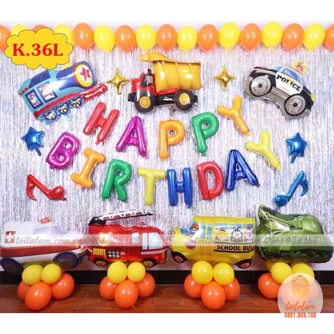 SET BÓNG SINH NHẬT - CHỦ ĐỀ Ô TÔ - MÁY BAY K.36L