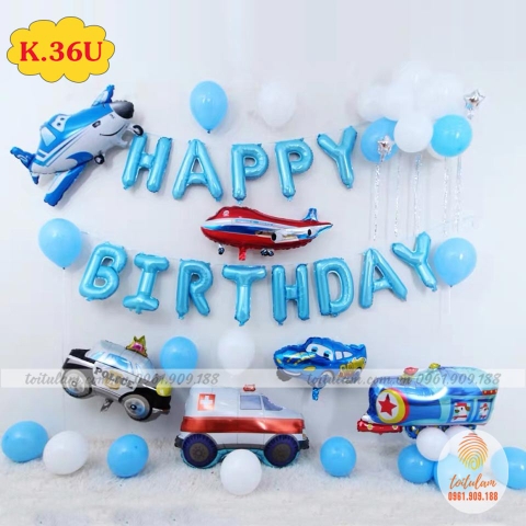 SET BÓNG SINH NHẬT - CHỦ ĐỀ Ô TÔ - MÁY BAY K.36Y