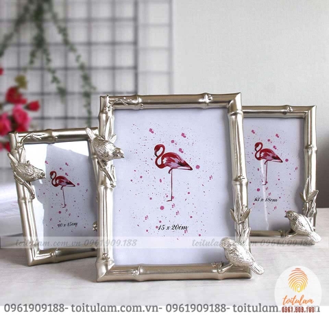 Khung ảnh bàn chim đậu cành tre