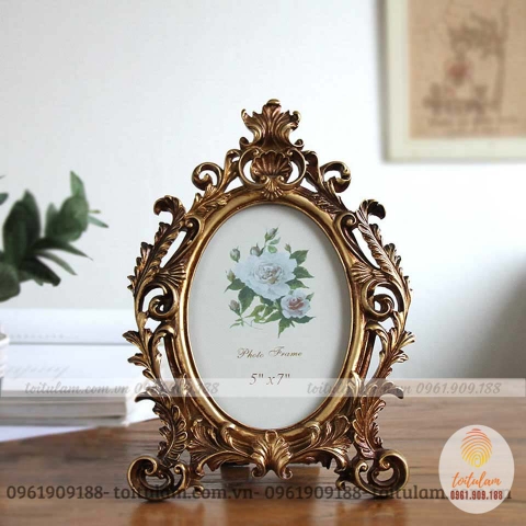 Khung ảnh bàn giả cổ khung Elip