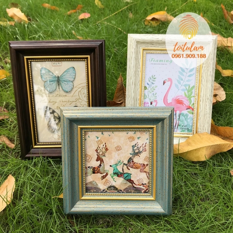 Khung ảnh gỗ viền vàng