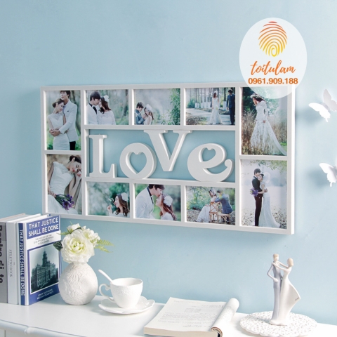 Khung ảnh treo tường 10 khung lồng chữ Love