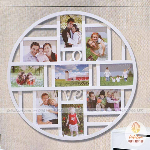 Khung ảnh treo tường 9 ảnh love tròn