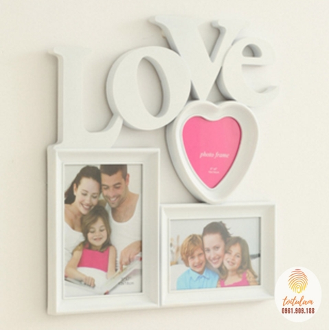 Khung ảnh treo tường 3 ảnh chữ Love