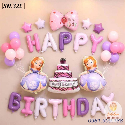 SET BÓNG TRANG TRÍ SINH NHẬT BÉ GÁI CHỦ ĐỀ CÔNG CHÚA L.32E