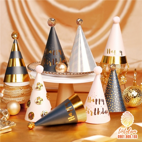 Mũ sinh nhật cao cấp ép kim