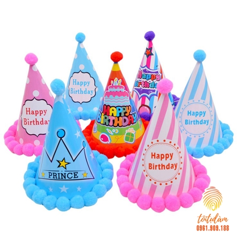 Mũ sinh nhật viền bi