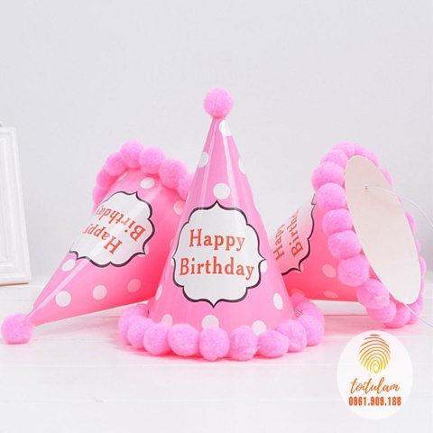 Mũ sinh nhật viền bi CHẤM BI HPBD