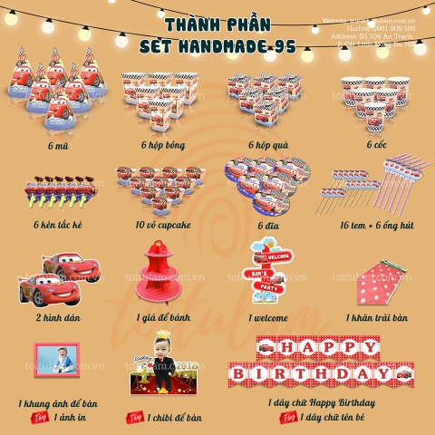 Set bàn handmade ô tô Mc Queen