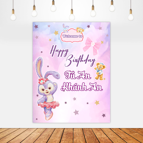 Phông sinh nhật chủ đề thỏ đáng yêu
