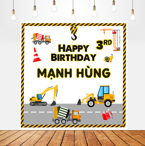 Phông sinh nhật chủ đề xe cần cẩu