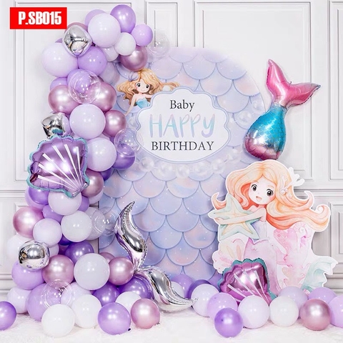 SET PHÔNG TRANG TRÍ SINH NHẬT BÉ GÁI CHỦ ĐỀ NÀNG TIÊN CÁ P.SB015