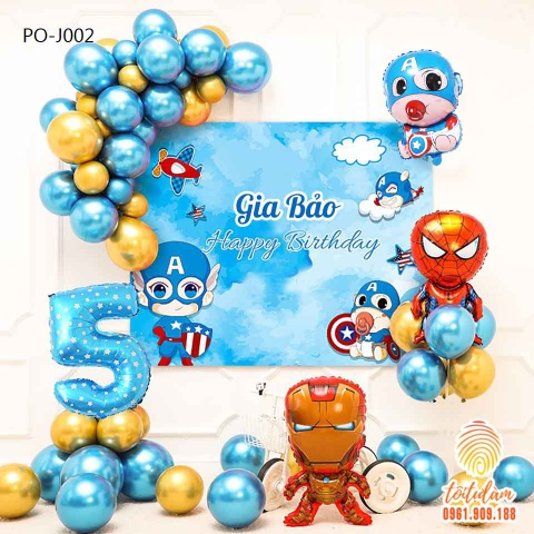 SET BÓNG TRANG TRÍ SINH NHẬT BÉ TRAI CHỦ ĐỀ SIÊU NHÂN, ANH HÙNG PO-J002