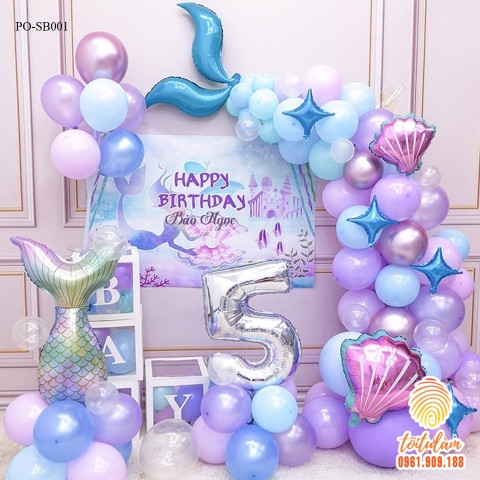 SET BÓNG SINH NHẬT BÉ GÁI CHỦ ĐỀ NÀNG TIÊN CÁ PO-SB001