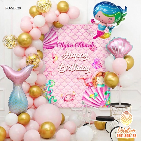 SET PHÔNG SINH NHẬT BÉ GÁI CHỦ ĐỀ NÀNG TIÊN CÁ PO-SB029
