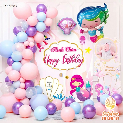 SET PHÔNG SINH NHẬT BÉ GÁI CHỦ ĐỀ NÀNG TIÊN CÁ PO-SB040