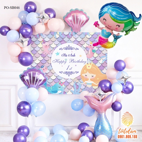 SET PHÔNG SINH NHẬT BÉ GÁI CHỦ ĐỀ NÀNG TIÊN CÁ PO-SB046