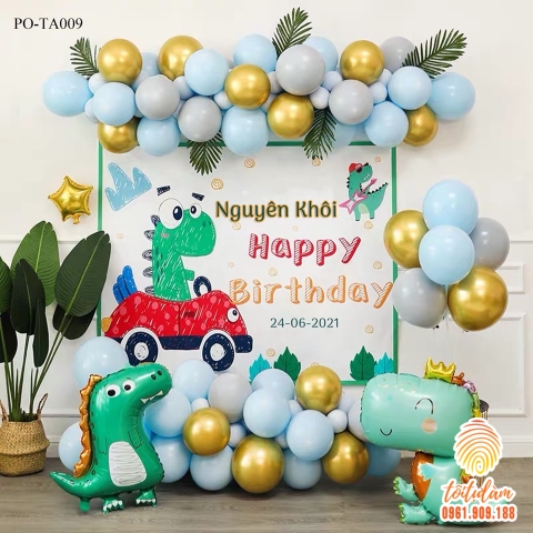 SET BÓNG TRANG TRÍ SINH NHẬT BÉ TRAI CHỦ ĐỀ KHỦNG LONG PO-TA009