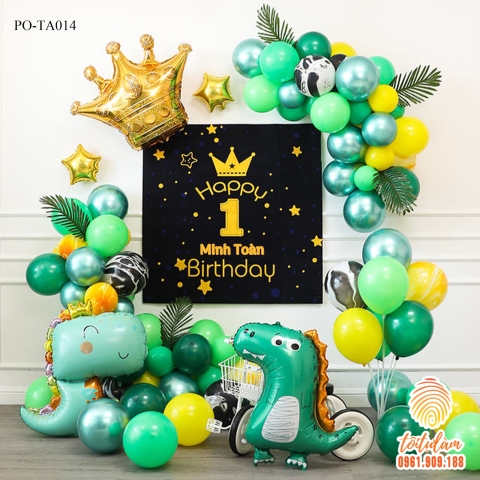 SET BÓNG TRANG TRÍ SINH NHẬT BÉ TRAI CHỦ ĐỀ KHỦNG LONG PO-TA014
