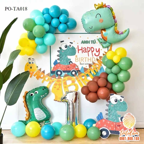 SET BÓNG TRANG TRÍ SINH NHẬT BÉ TRAI CHỦ ĐỀ KHỦNG LONG PO-TA018