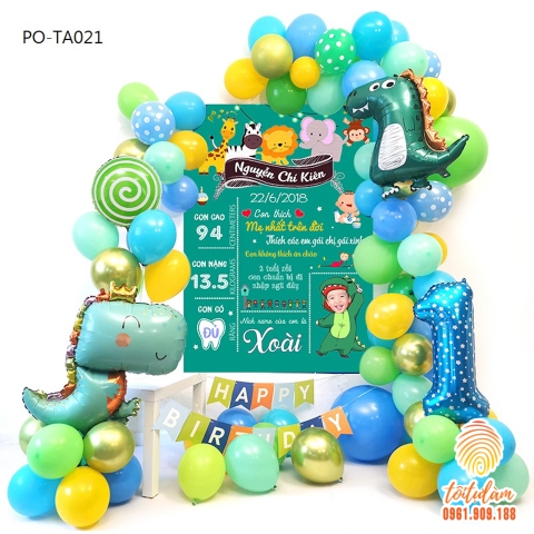 SET BÓNG TRANG TRÍ SINH NHẬT BÉ TRAI CHỦ ĐỀ KHỦNG LONG PO-TA021