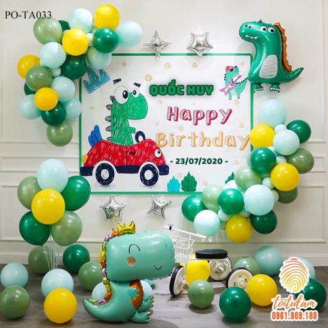 SET BÓNG TRANG TRÍ SINH NHẬT BÉ TRAI CHỦ ĐỀ KHỦNG LONG PO-TA033