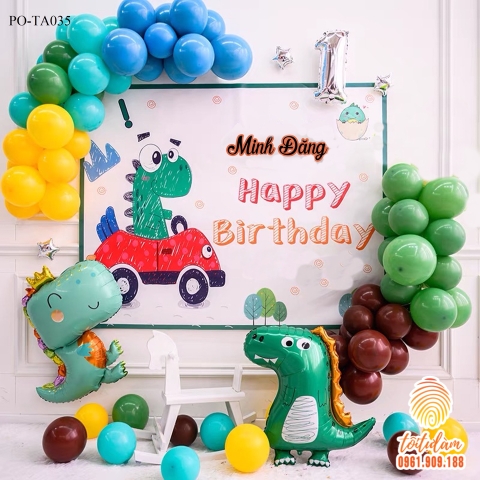 SET BÓNG TRANG TRÍ SINH NHẬT BÉ TRAI CHỦ ĐỀ KHỦNG LONG PO-TA035
