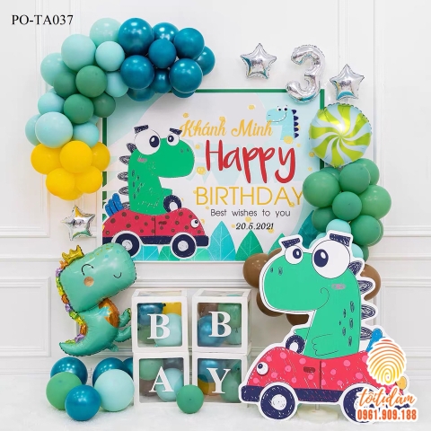 SET BÓNG TRANG TRÍ SINH NHẬT BÉ TRAI CHỦ ĐỀ KHỦNG LONG PO-TA037