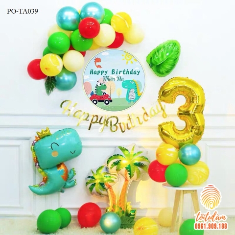 SET BÓNG TRANG TRÍ SINH NHẬT BÉ TRAI CHỦ ĐỀ KHỦNG LONG PO-TA039