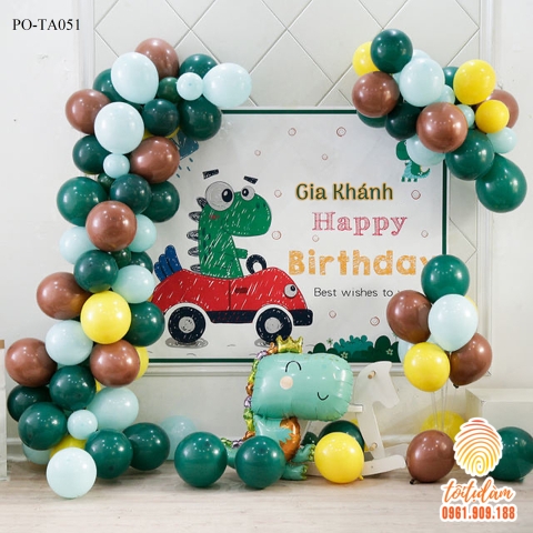 SET BÓNG TRANG TRÍ SINH NHẬT BÉ TRAI CHỦ ĐỀ KHỦNG LONG PO-TA051