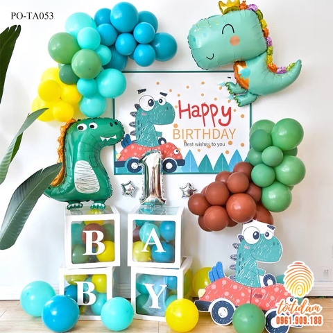 SET BÓNG TRANG TRÍ SINH NHẬT BÉ TRAI CHỦ ĐỀ KHỦNG LONG PO-TA053