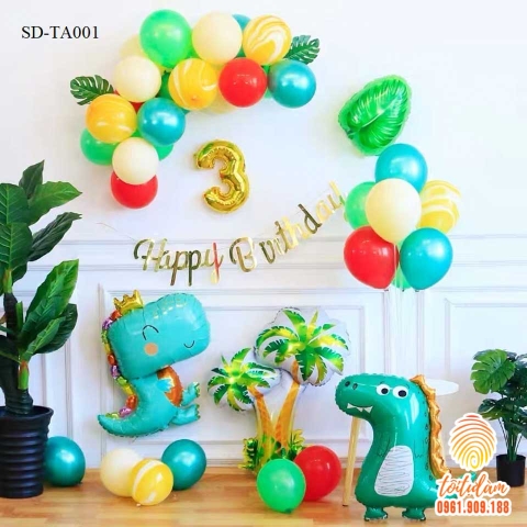 SET BÓNG TRANG TRÍ SINH NHẬT BÉ TRAI CHỦ ĐỀ KHỦNG LONG SD-TA001