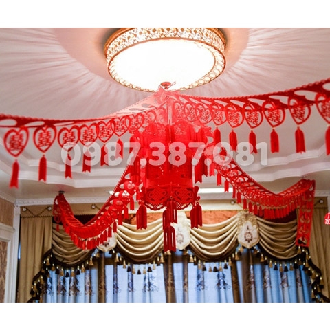 Dây mếch chữ hỷ treo trần