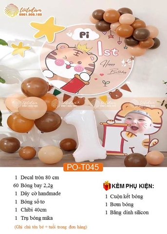 BÓNG BAY TRANG TRÍ SINH NHẬT 1 TUỔI CHO BÉ TUỔI HỔ PO -T045