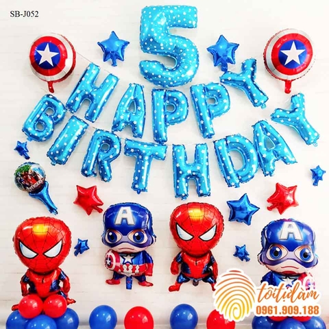 SET BÓNG TRANG TRÍ SINH NHẬT BÉ TRAI CHỦ ĐỀ SIÊU NHÂN, ANH HÙNG SB-J052