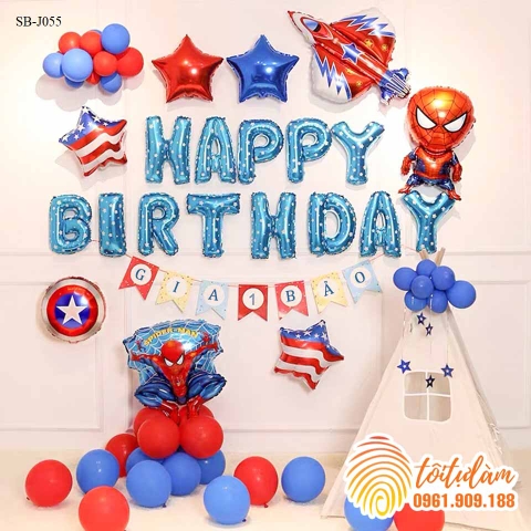 SET BÓNG TRANG TRÍ SINH NHẬT BÉ TRAI CHỦ ĐỀ SIÊU NHÂN, ANH HÙNG SB-J055