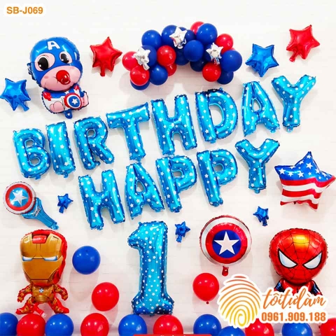 SET BÓNG TRANG TRÍ SINH NHẬT BÉ TRAI CHỦ ĐỀ SIÊU NHÂN, ANH HÙNG SB-J069