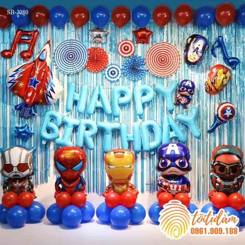 SET BÓNG TRANG TRÍ SINH NHẬT BÉ TRAI CHỦ ĐỀ SIÊU NHÂN, ANH HÙNG SB-J080