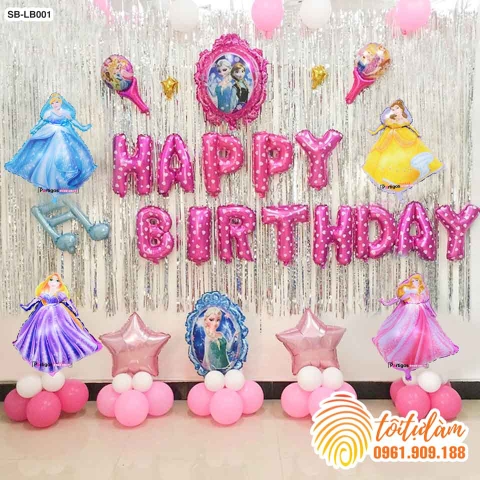 SET BÓNG TRANG TRÍ SINH NHẬT BÉ GÁI CHỦ ĐỀ CÔNG CHỨA SB-LB001
